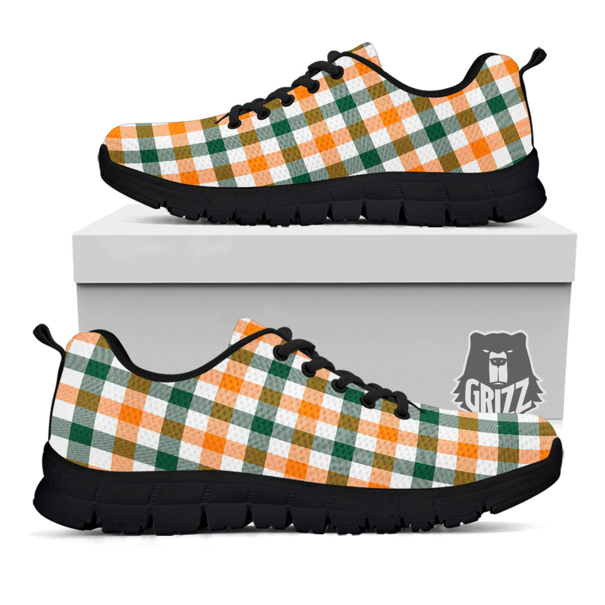 Buffalo Check St. Patrick's Day Print Pattern Black Sneaker-grizzshop