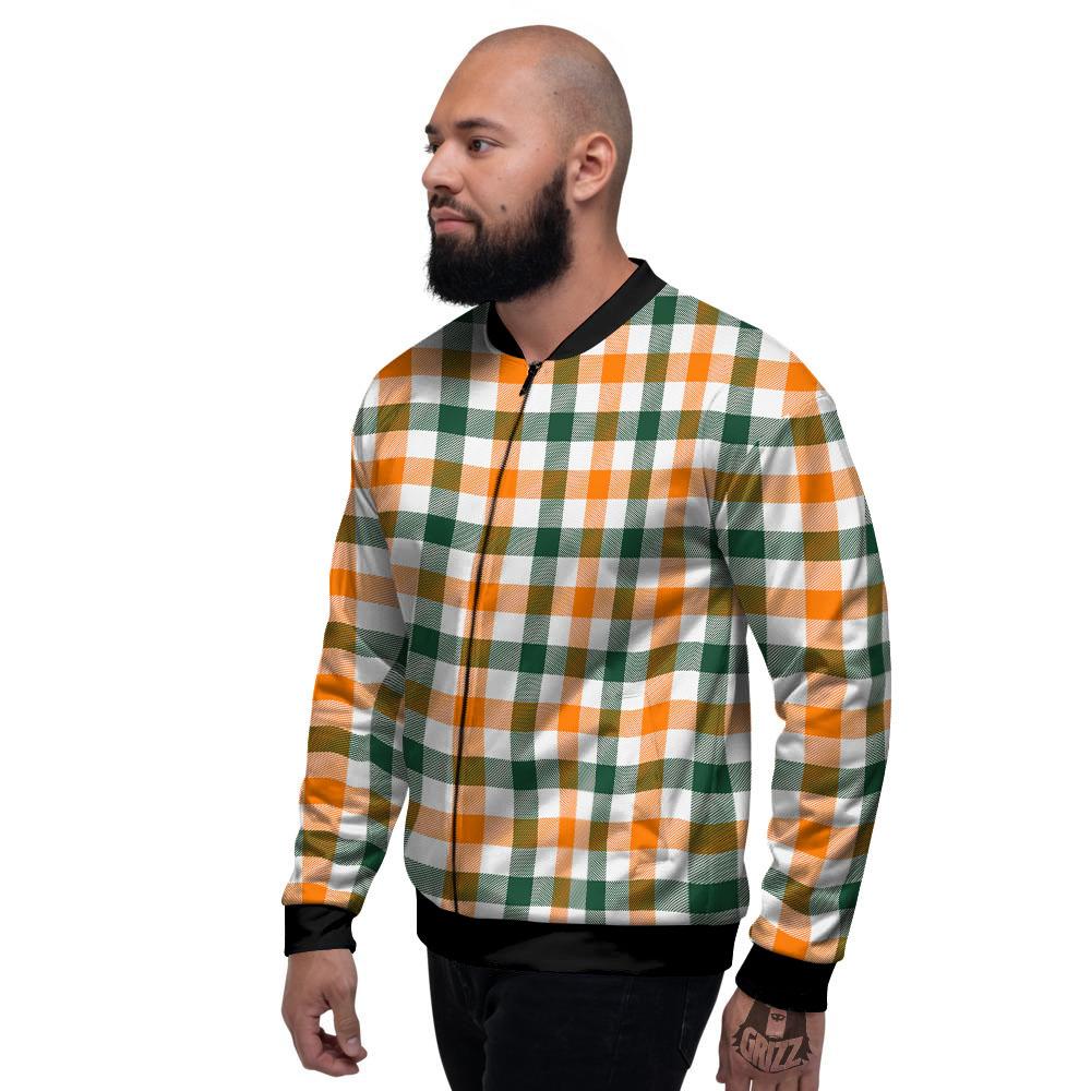 Buffalo Check St. Patrick's Day Print Pattern Men's Bomber Jacket-grizzshop