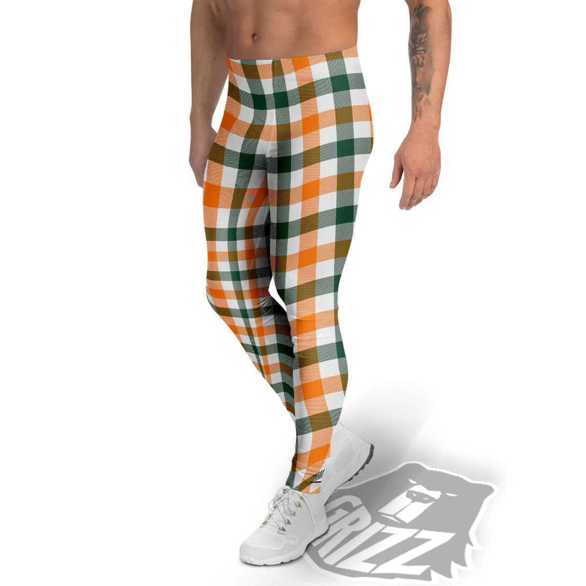 Buffalo Check St. Patrick's Day Print Pattern Men's Leggings-grizzshop