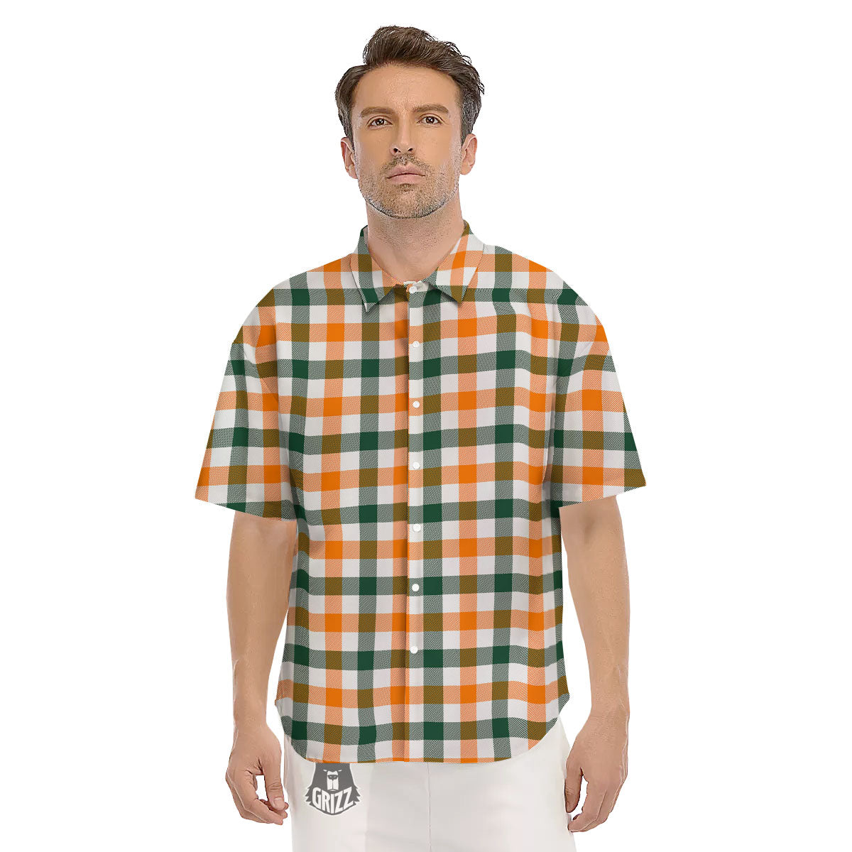 Buffalo Check St. Patrick's Day Print Pattern Men's Short Sleeve Shirts-grizzshop