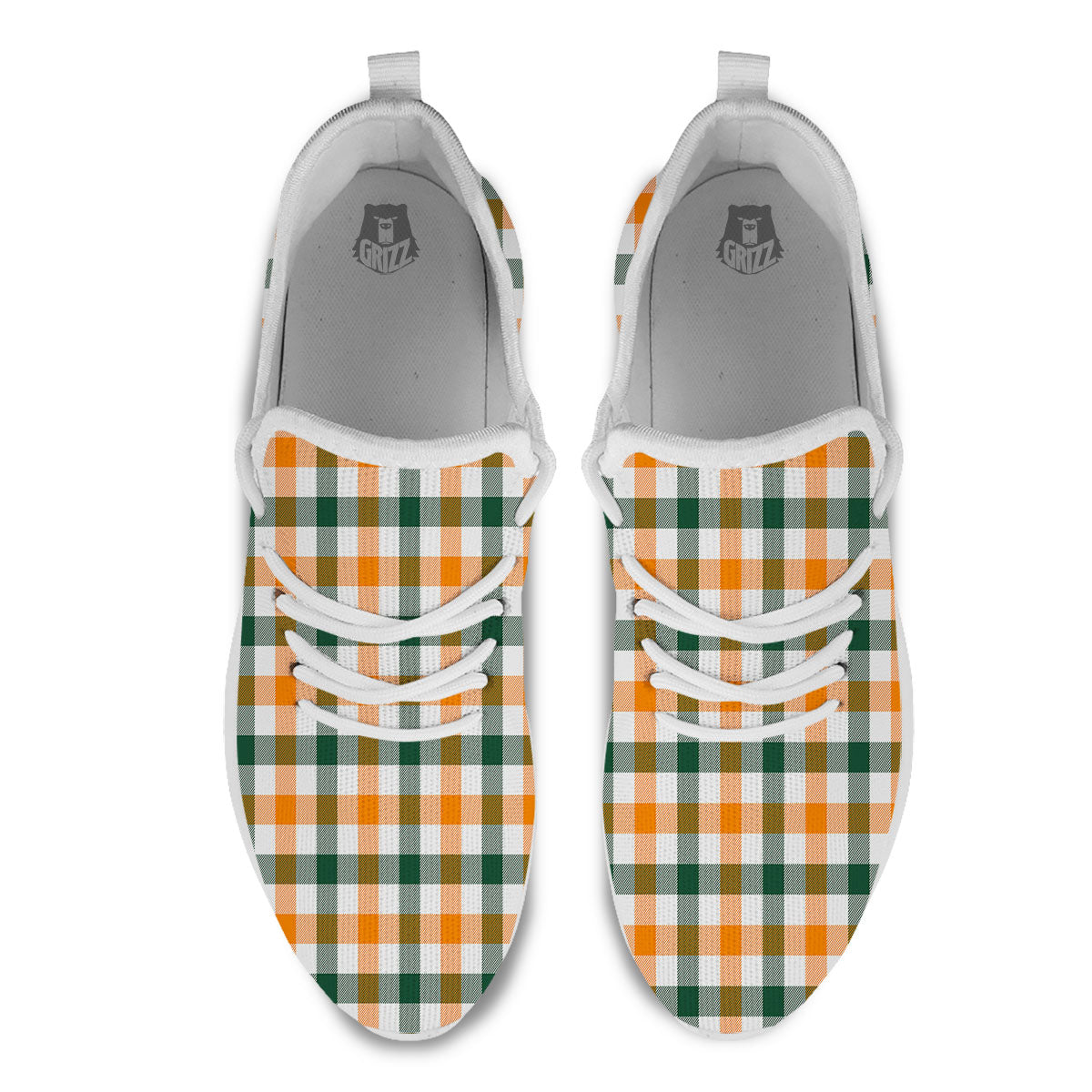 Buffalo Check St. Patrick's Day Print Pattern White Athletic Shoes-grizzshop