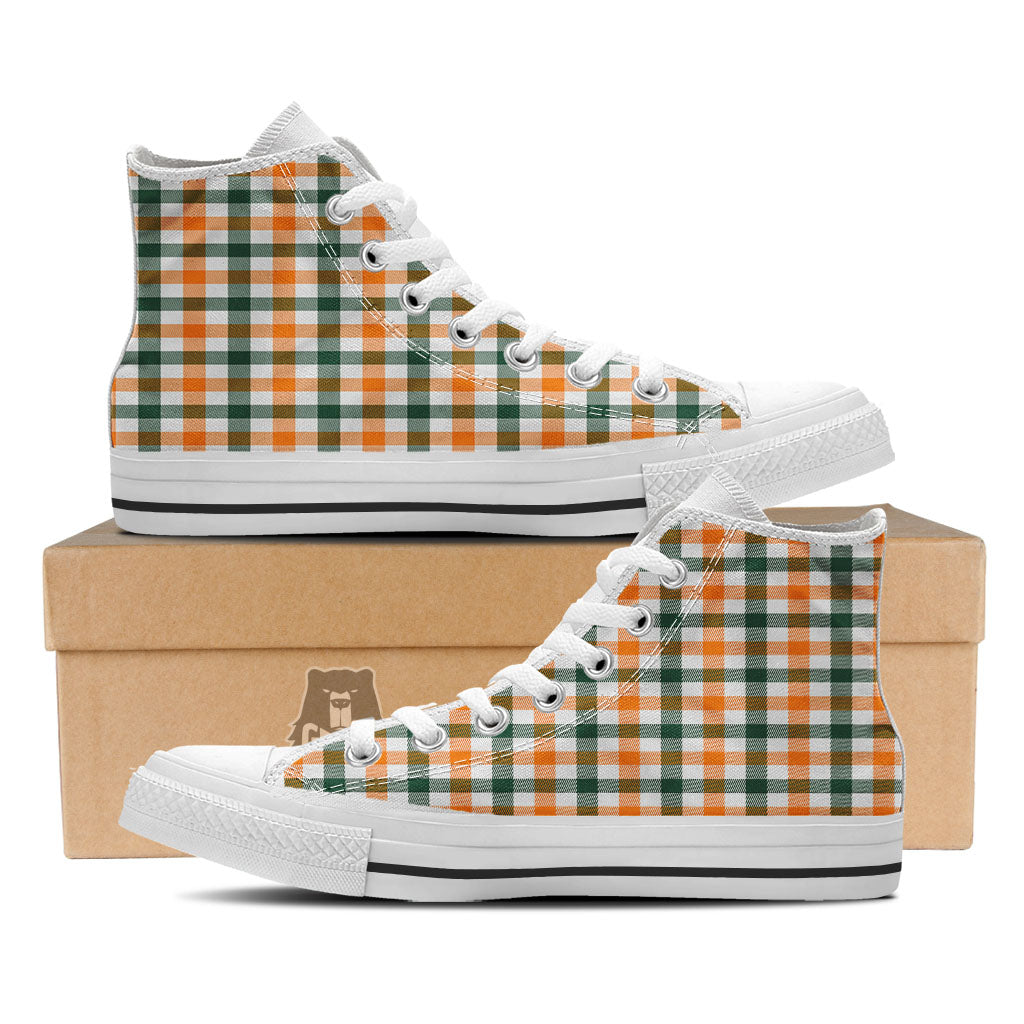 Buffalo Check St. Patrick's Day Print Pattern White High Top Shoes-grizzshop