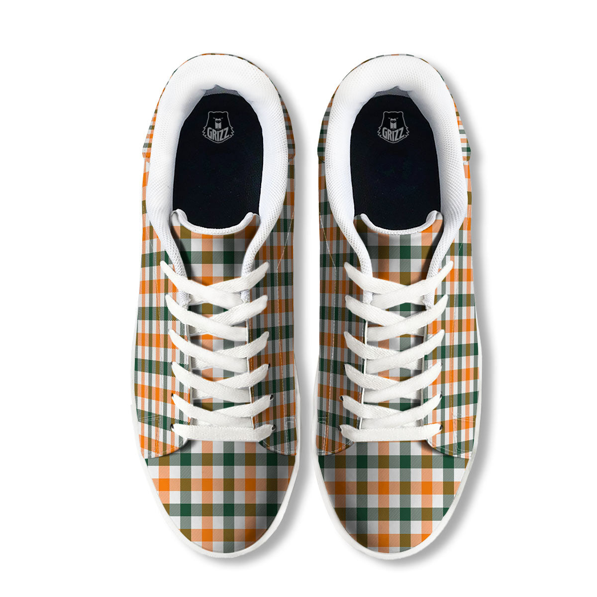 Buffalo Check St. Patrick's Day Print Pattern White Low Top Sneakers-grizzshop