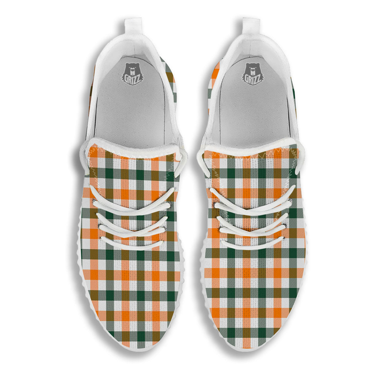 Buffalo Check St. Patrick's Day Print Pattern White Walking Shoes-grizzshop