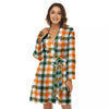 Buffalo Check St. Patrick's Day Print Pattern Women's Robe-grizzshop