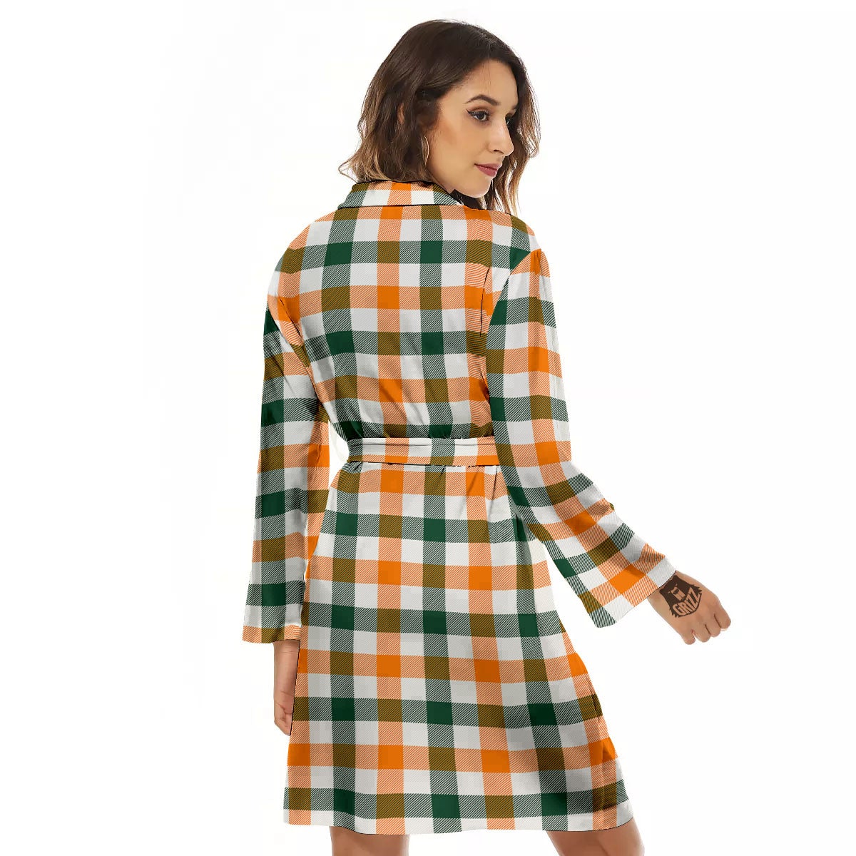 Buffalo Check St. Patrick's Day Print Pattern Women's Robe-grizzshop