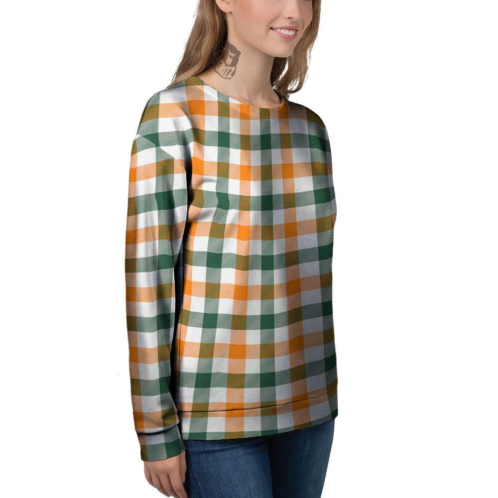 Buffalo Check St. Patrick's Day Print Pattern Women's Sweatshirt-grizzshop