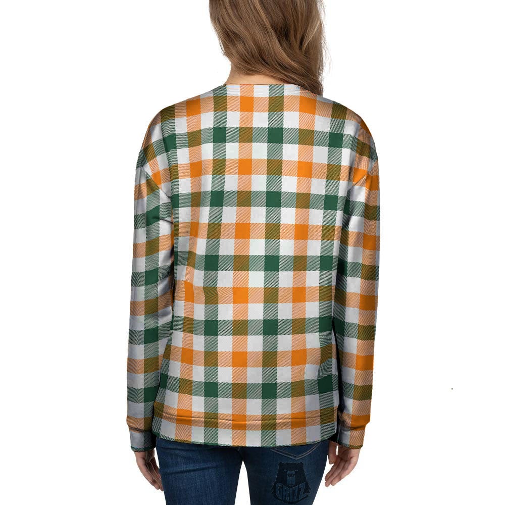 Buffalo Check St. Patrick's Day Print Pattern Women's Sweatshirt-grizzshop