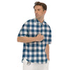 Buffalo Check White And Blue Print Men's Short Sleeve Shirts-grizzshop