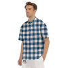 Buffalo Check White And Blue Print Men's Short Sleeve Shirts-grizzshop