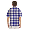 Buffalo Check White And Navy Print Men's Short Sleeve Shirts-grizzshop