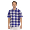 Buffalo Check White And Navy Print Men's Short Sleeve Shirts-grizzshop