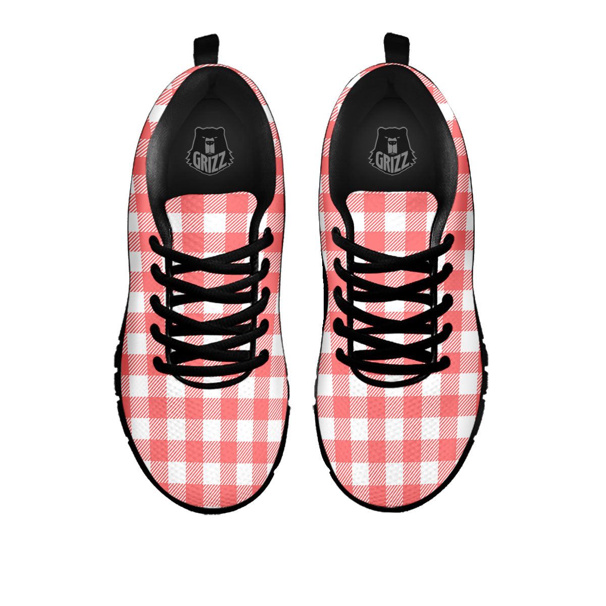 Buffalo Check White And Pink Print Black Sneaker-grizzshop