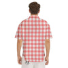 Buffalo Check White And Pink Print Men's Short Sleeve Shirts-grizzshop