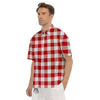 Buffalo Check White And Red Print Men's Short Sleeve Shirts-grizzshop