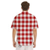 Buffalo Check White And Red Print Men's Short Sleeve Shirts-grizzshop