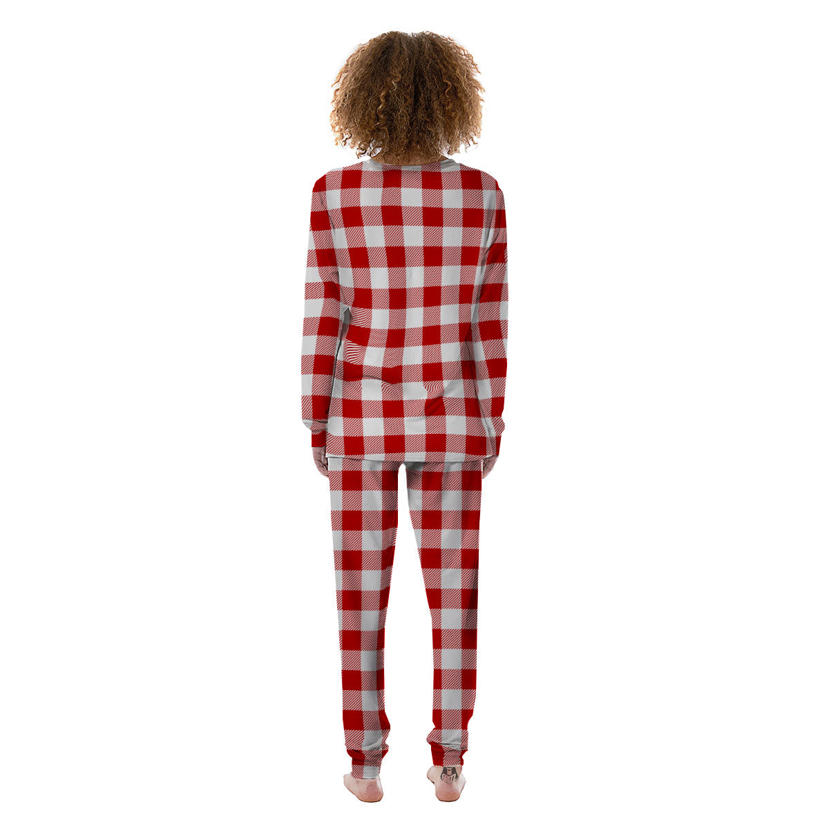 Buffalo Check White And Red Print Women's Pajamas-grizzshop