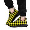 Buffalo Check Yellow And Black Print Pattern Black Athletic Shoes-grizzshop