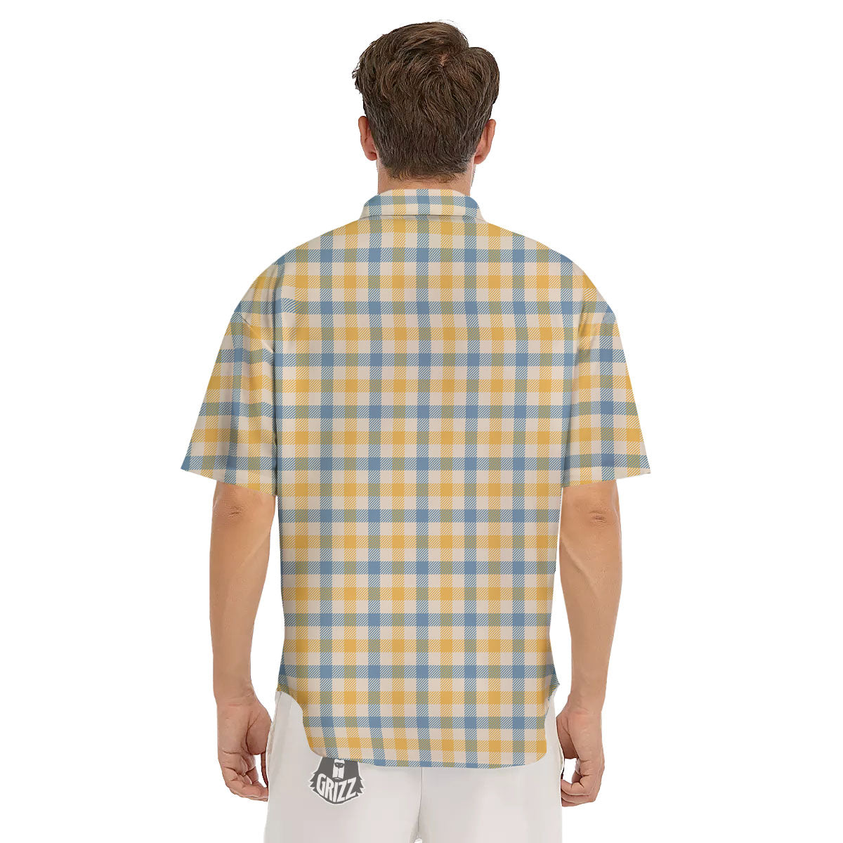 Buffalo Check Yellow And Blue Print Men's Short Sleeve Shirts-grizzshop