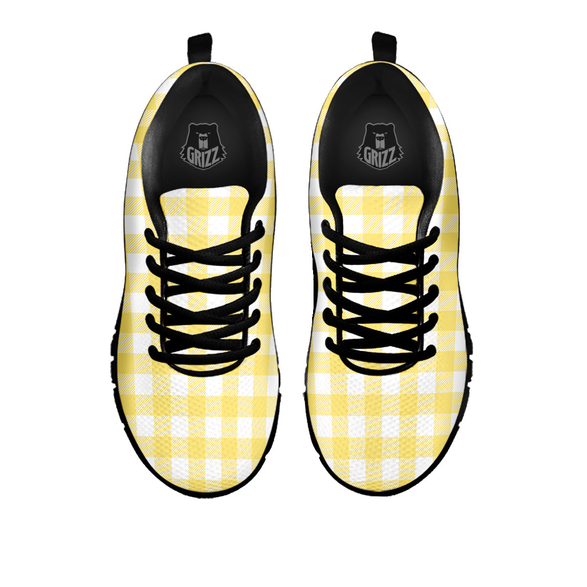 Buffalo Check Yellow And White Print Black Sneaker-grizzshop