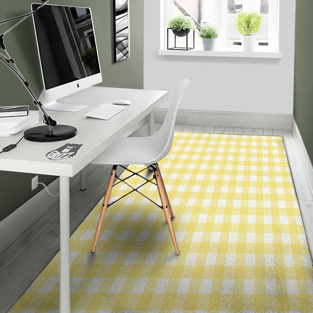 Buffalo Check Yellow And White Print Floor Mat-grizzshop
