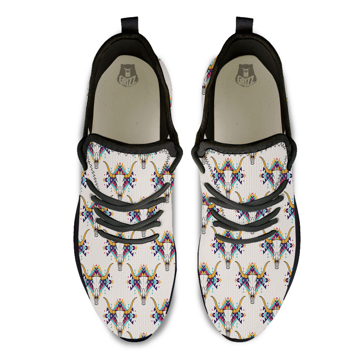 Buffalo Native Print Pattern Black Athletic Shoes-grizzshop