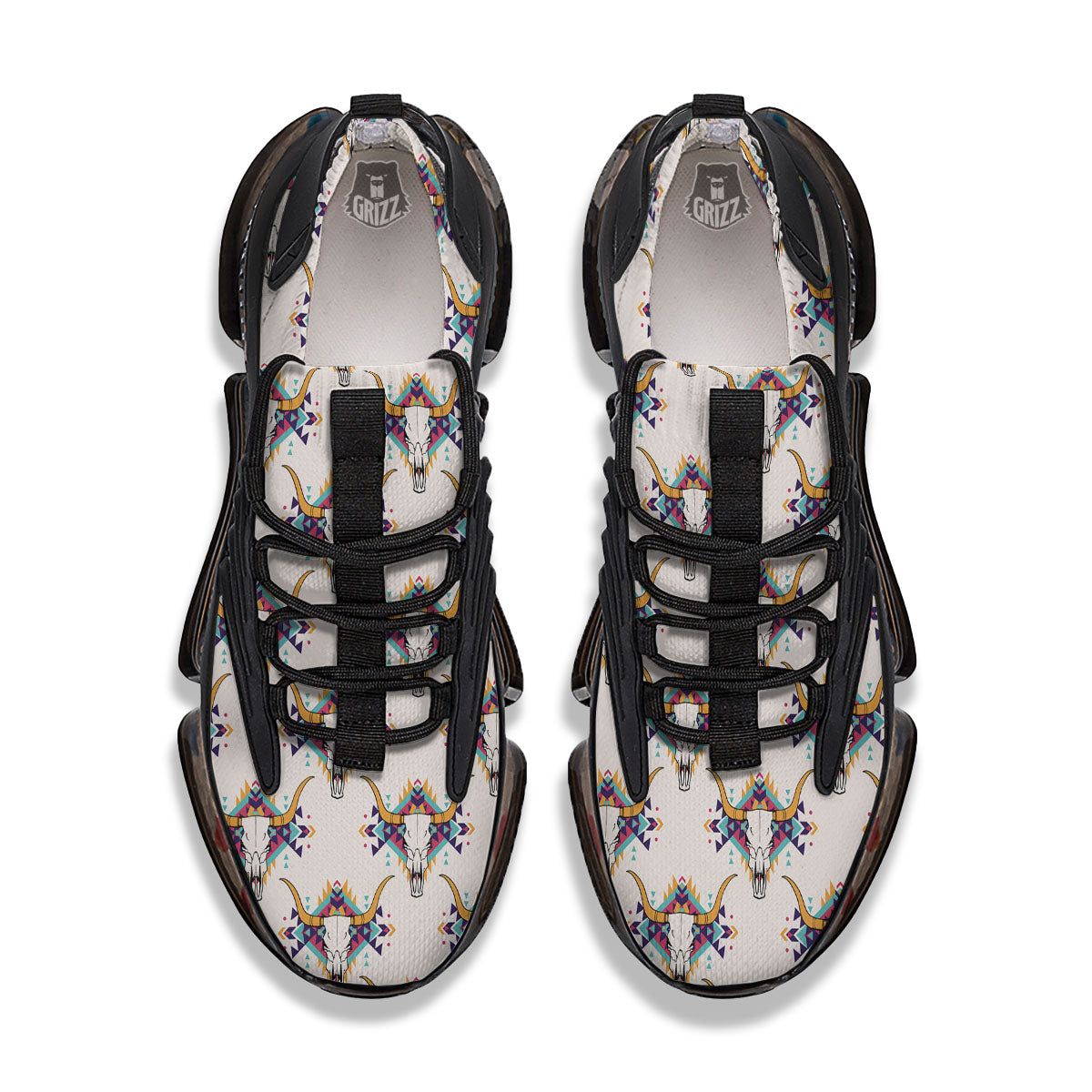 Buffalo Native Print Pattern Black Gym Shoes-grizzshop