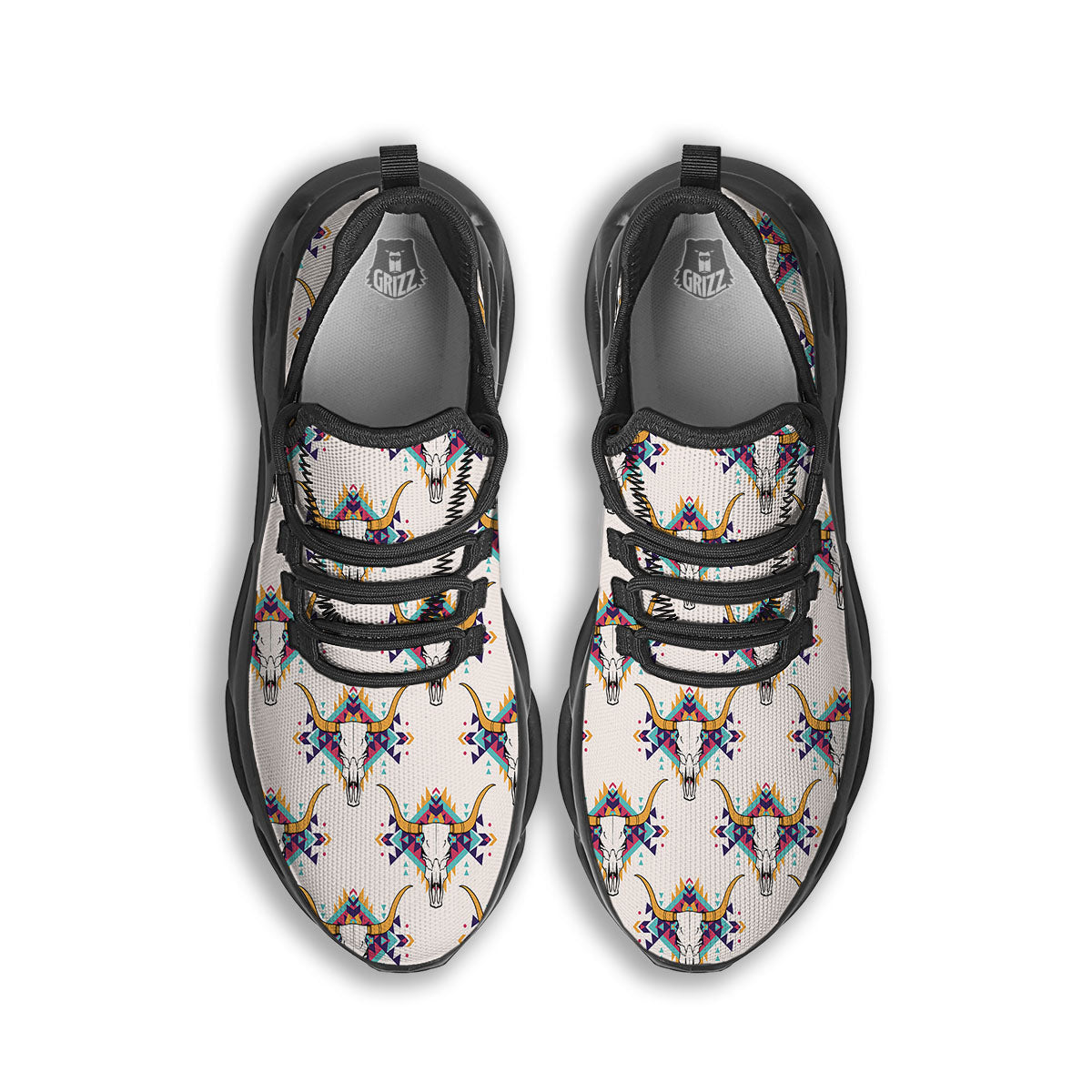 Buffalo Native Print Pattern Black Running Shoes-grizzshop