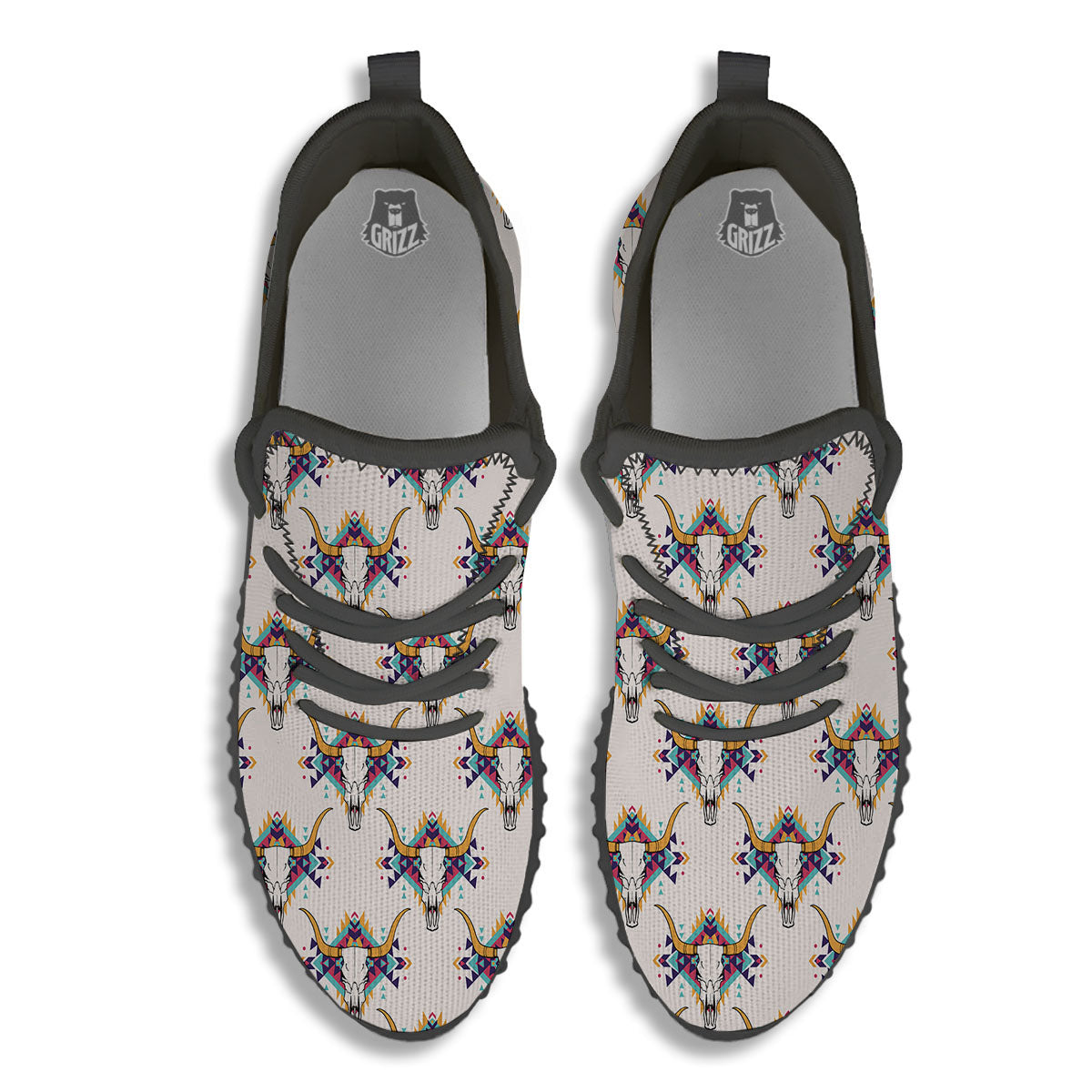 Buffalo Native Print Pattern Black Walking Shoes-grizzshop