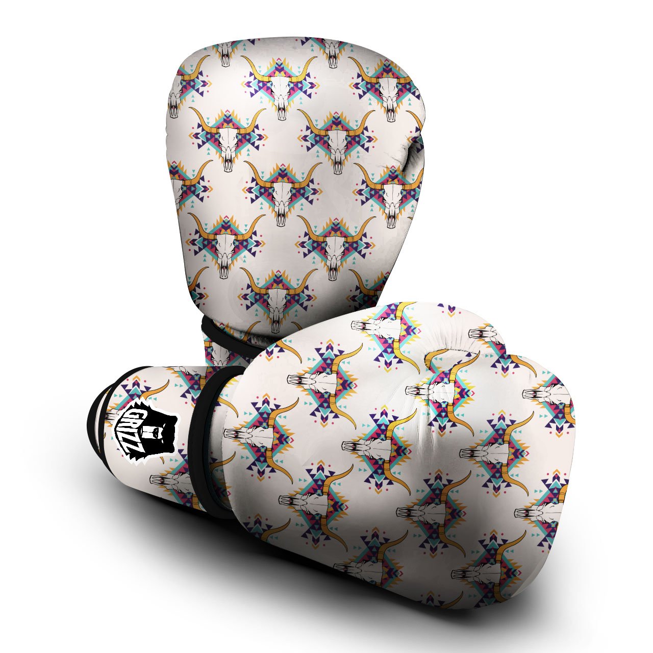 Buffalo Native Print Pattern Boxing Gloves-grizzshop