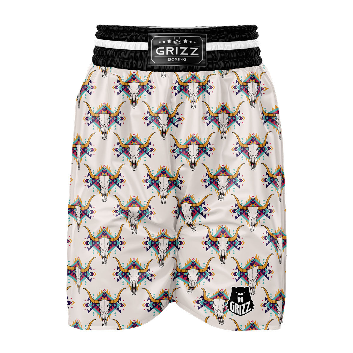 Buffalo Native Print Pattern Boxing Shorts-grizzshop