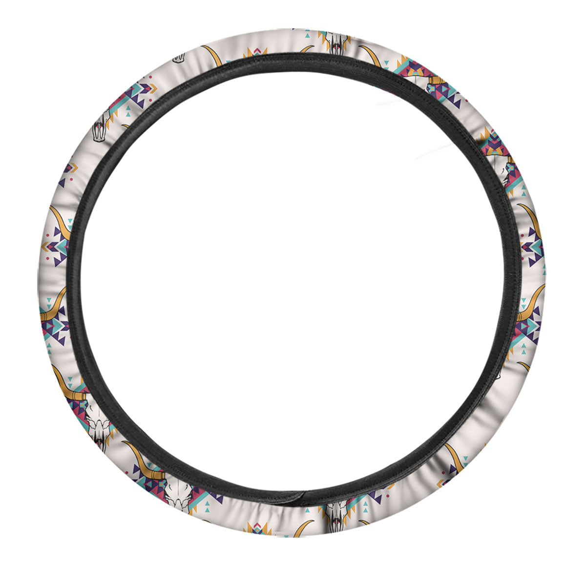 Buffalo Native Print Pattern Car Steering Wheel Cover-grizzshop