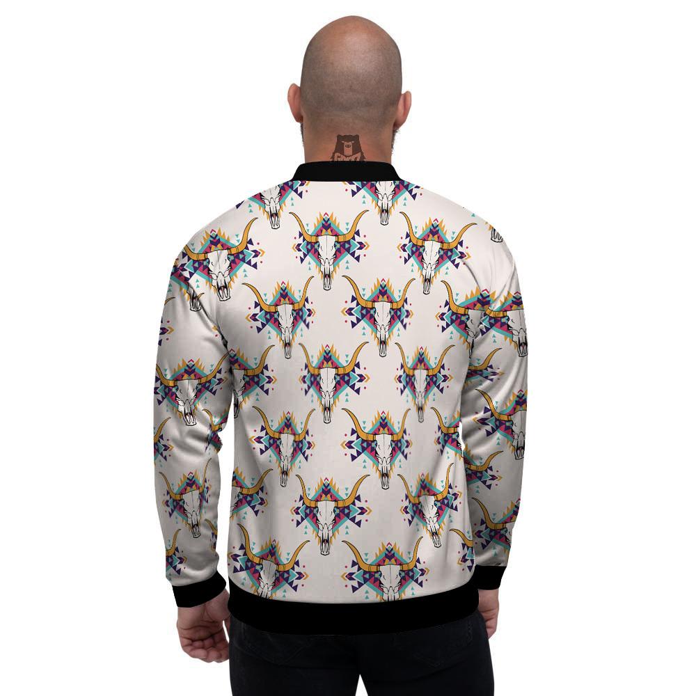 Buffalo Native Print Pattern Men's Bomber Jacket-grizzshop
