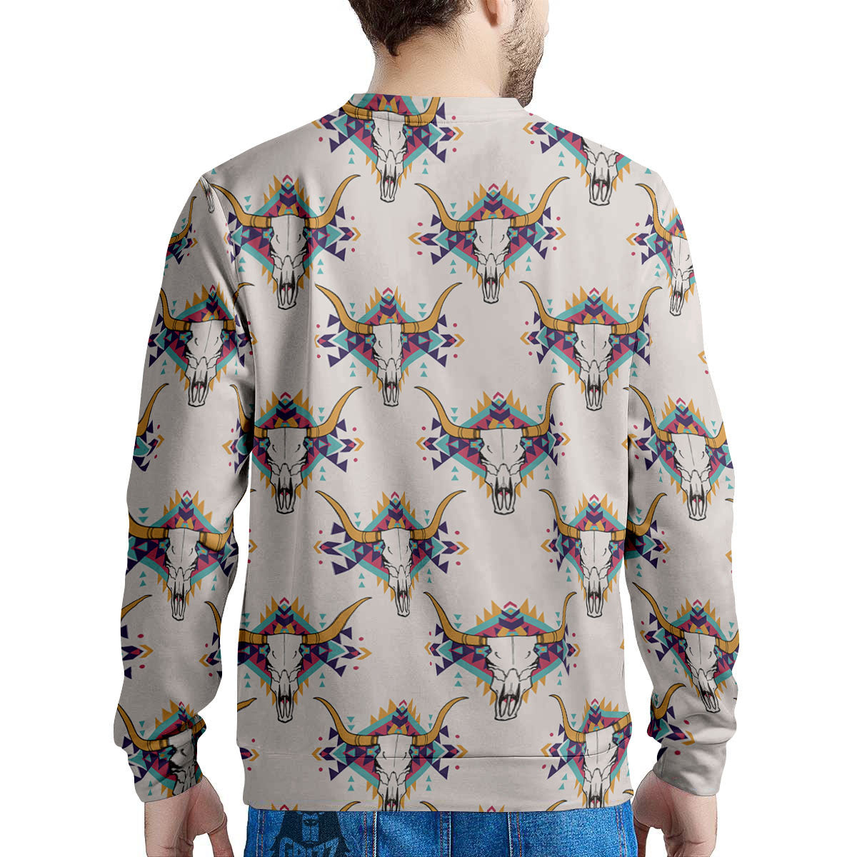 Buffalo Native Print Pattern Men's Sweatshirt-grizzshop