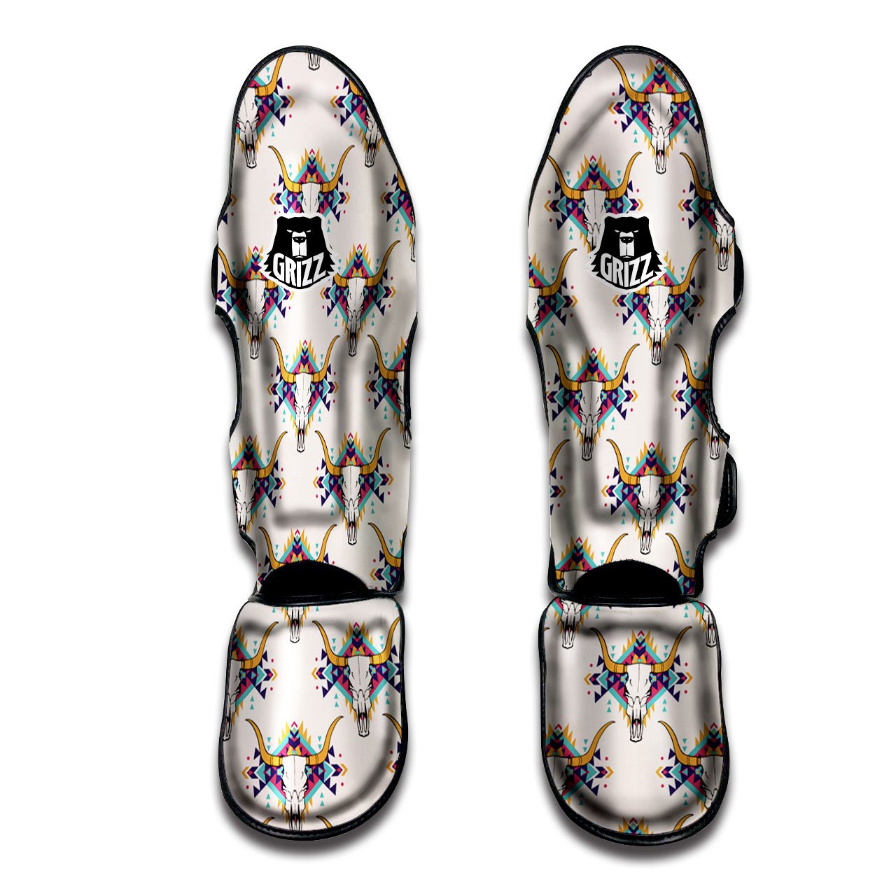 Buffalo Native Print Pattern Muay Thai Shin Guards-grizzshop