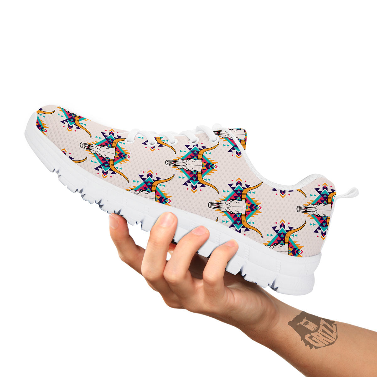 Buffalo Native Print Pattern White Sneaker-grizzshop