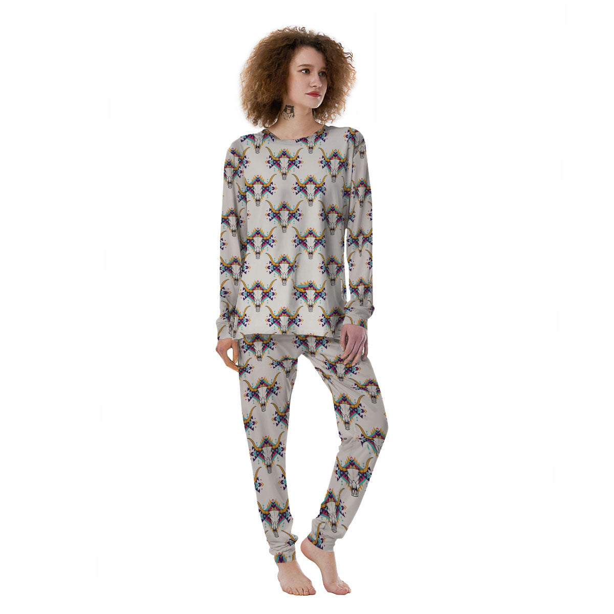 Buffalo Native Print Pattern Women's Pajamas-grizzshop