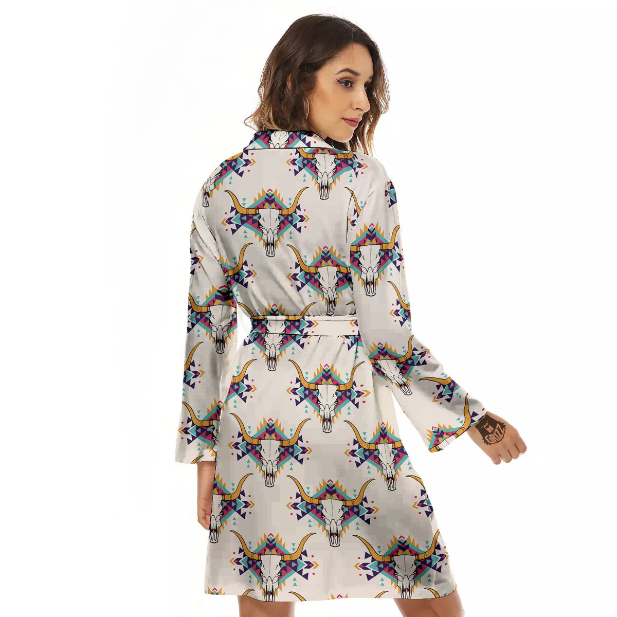 Buffalo Native Print Pattern Women's Robe-grizzshop