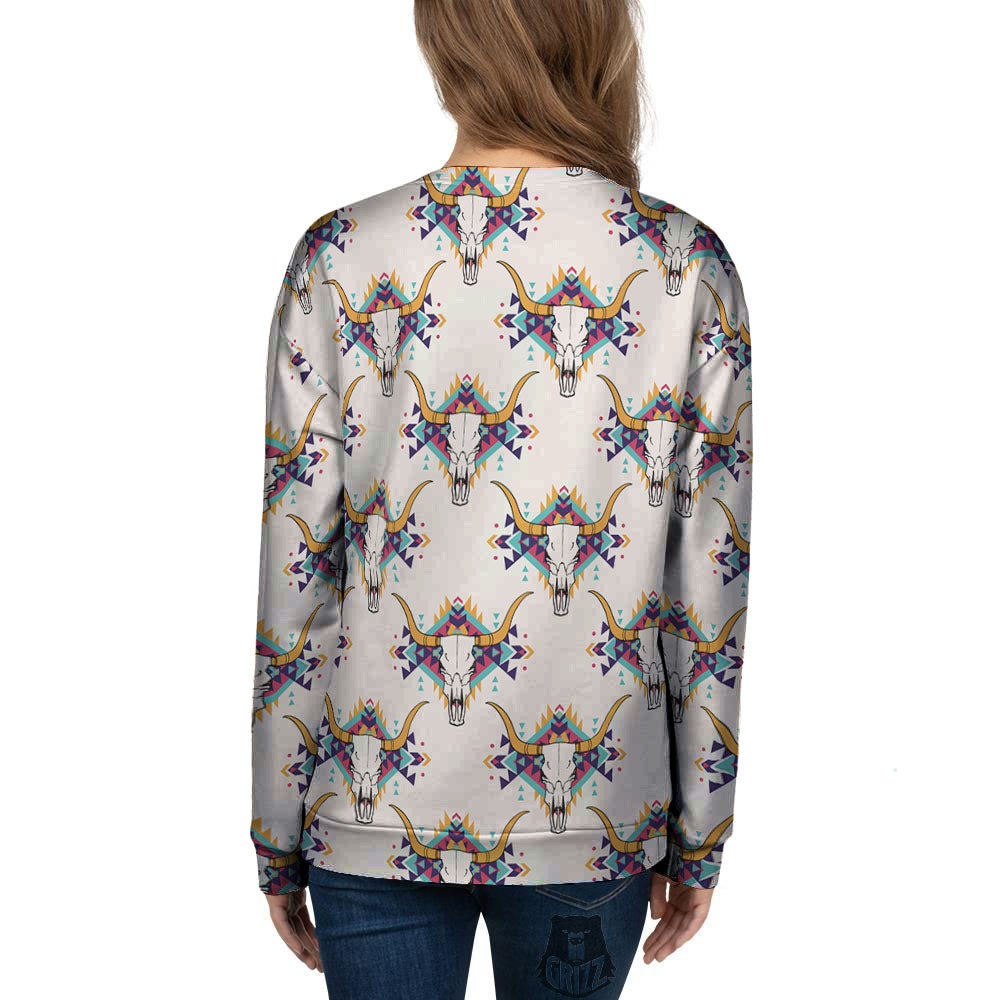 Buffalo Native Print Pattern Women's Sweatshirt-grizzshop