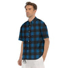 Buffalo Plaid Black And Blue Print Men's Short Sleeve Shirts-grizzshop