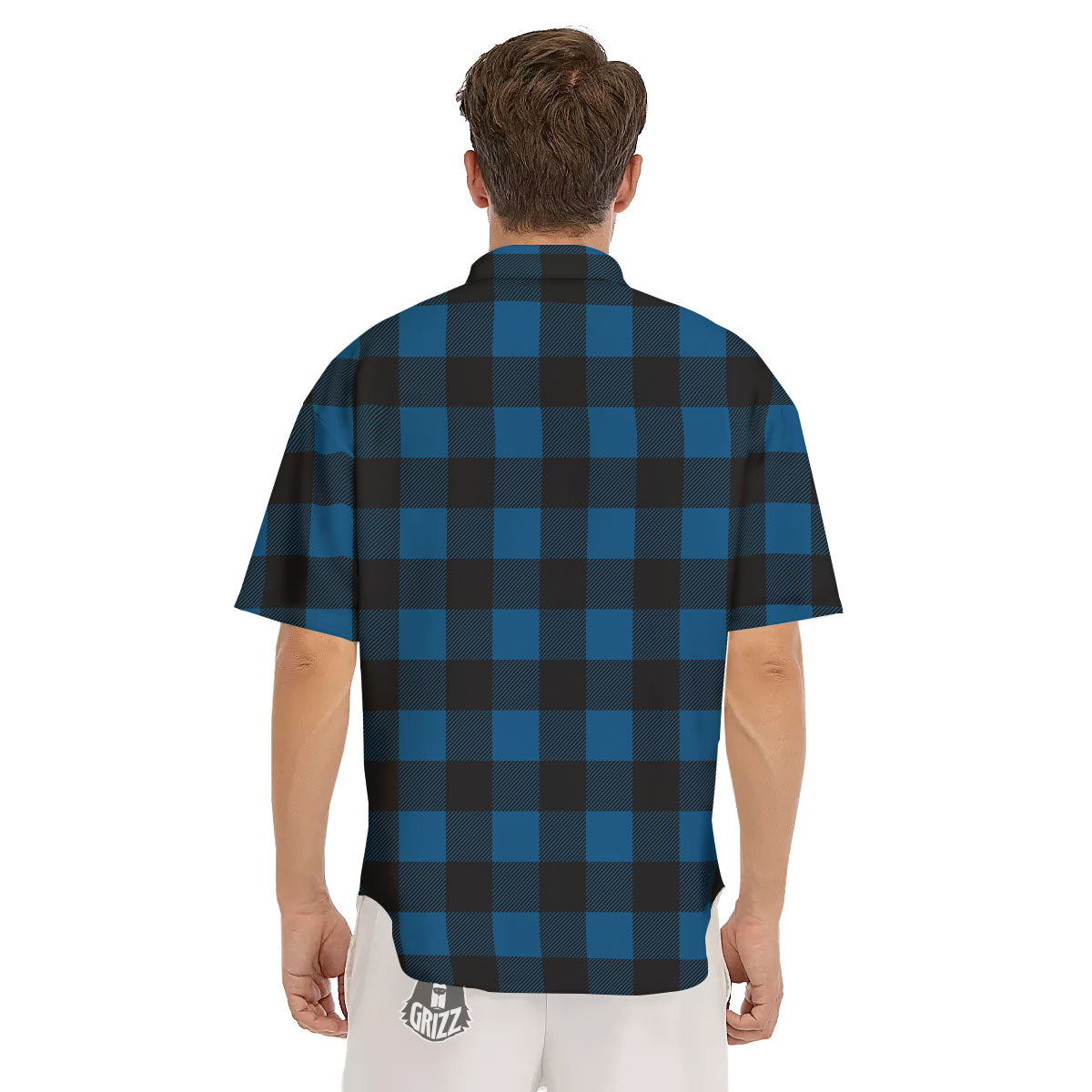 Buffalo Plaid Black And Blue Print Men's Short Sleeve Shirts-grizzshop