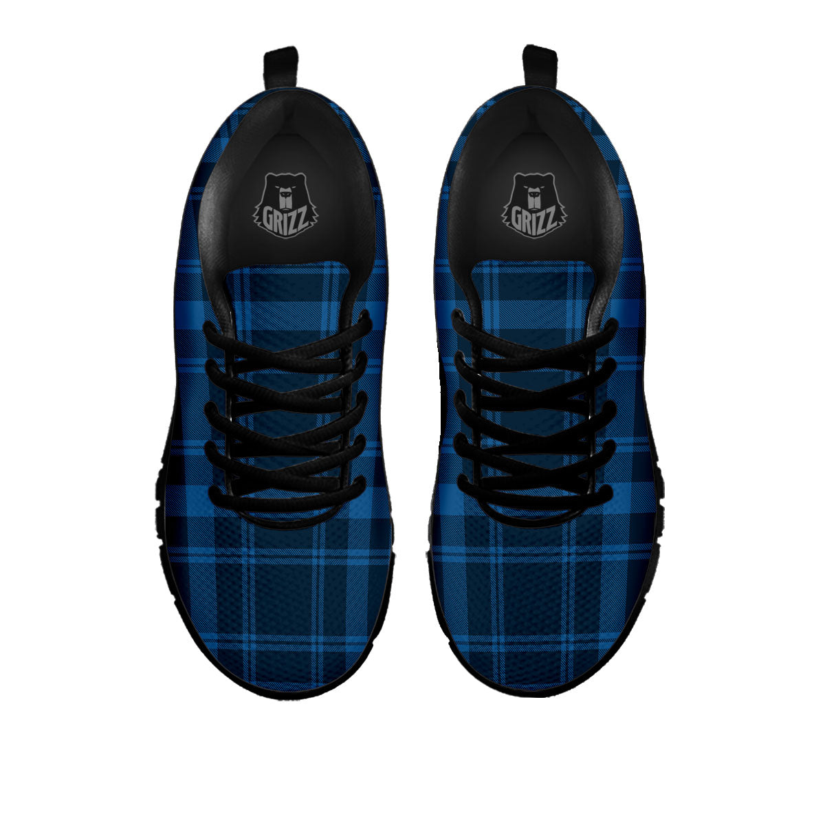 Buffalo Plaid Black And Navy Print Black Sneaker-grizzshop