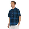 Buffalo Plaid Black And Navy Print Men's Short Sleeve Shirts-grizzshop