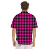 Buffalo Plaid Black And Pink Print Men's Short Sleeve Shirts-grizzshop