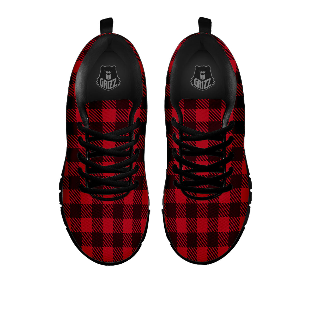 Buffalo Plaid Black And Red Print Black Sneaker-grizzshop