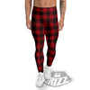 Buffalo Plaid Black And Red Print Men's Leggings-grizzshop