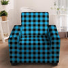 Buffalo Plaid Blue Print Armchair Cover-grizzshop