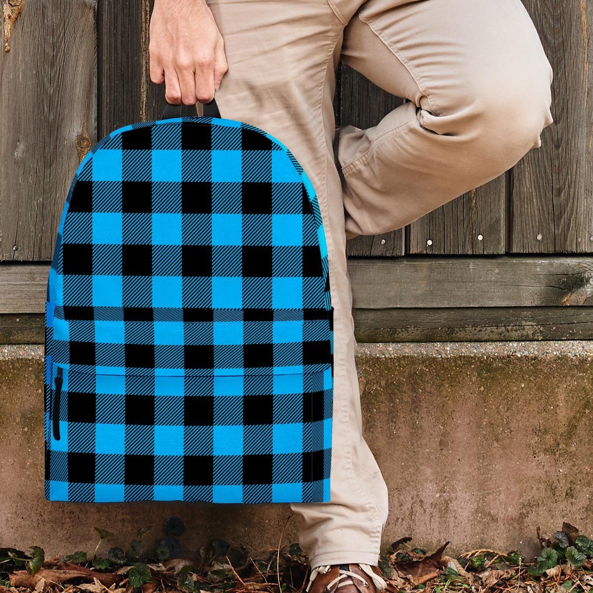 Buffalo Plaid Blue Print Backpack-grizzshop