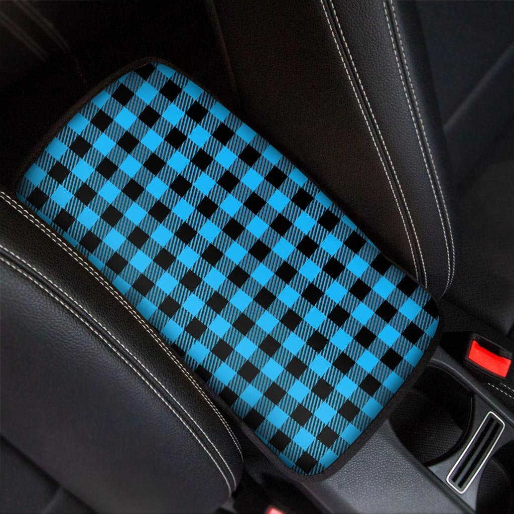 Buffalo Plaid Blue Print Car Console Cover-grizzshop
