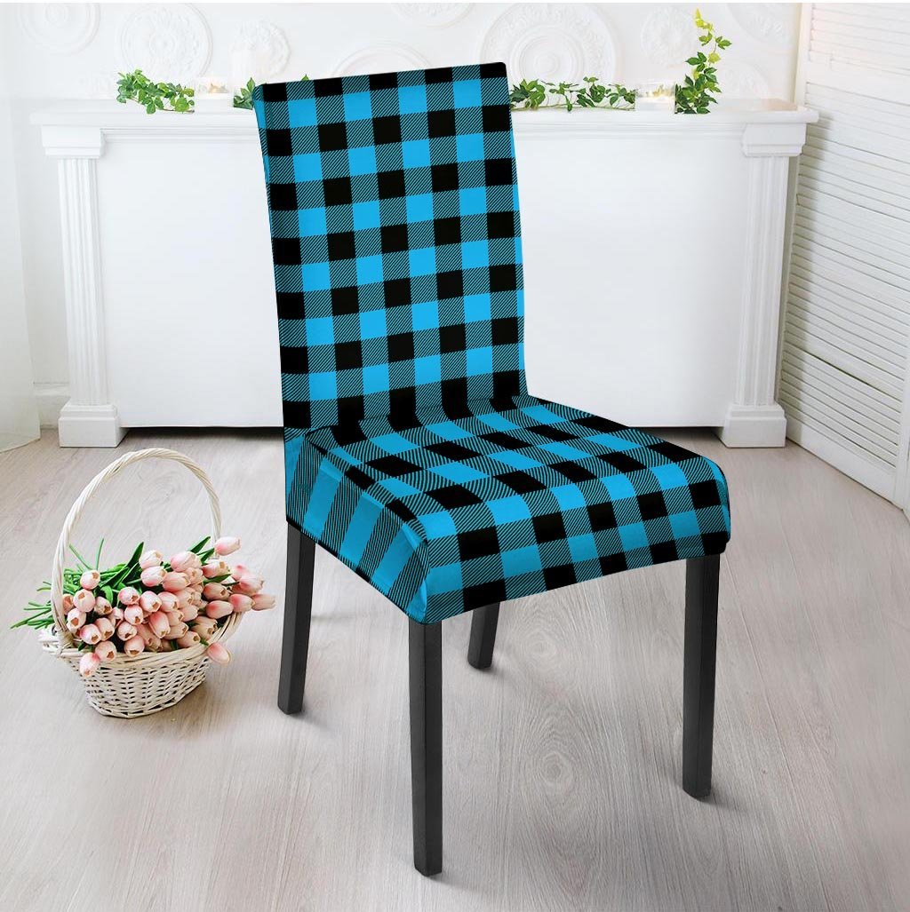 Buffalo Plaid Blue Print Chair Cover-grizzshop